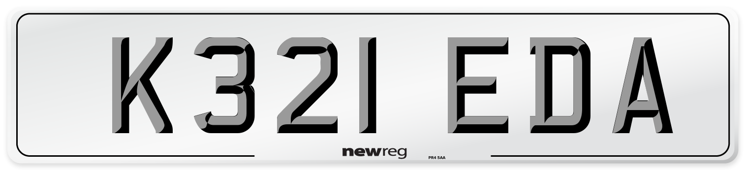 K321 EDA Number Plate from New Reg
